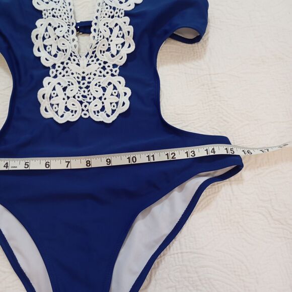 Cupshe Blue One Piece Swimsuit Size M With Lace Women's - Picture 11 of 12